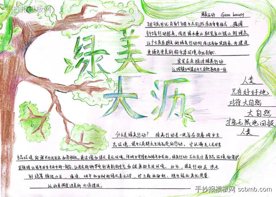 保护环境绿色同行 绿色环保主题手抄报大全-第4张