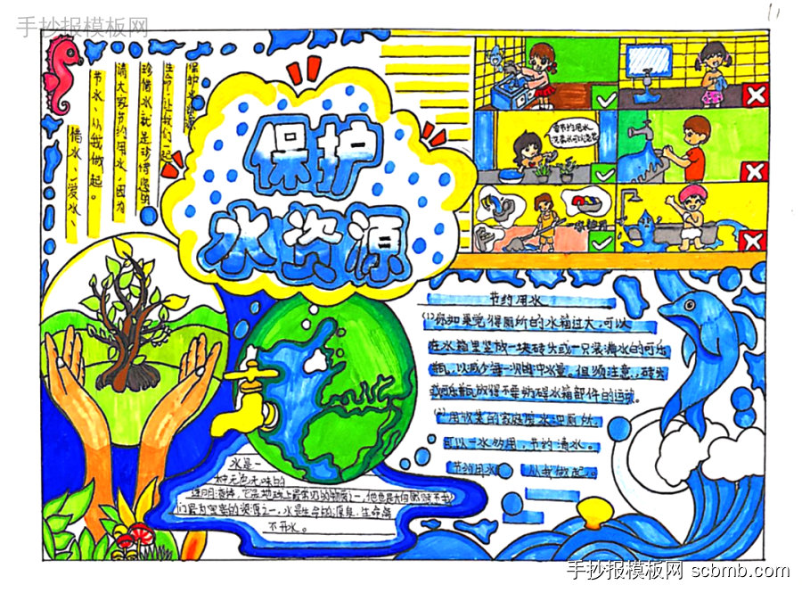 2024年“节约水资源 地球更美好”主题手抄报图片-第1张