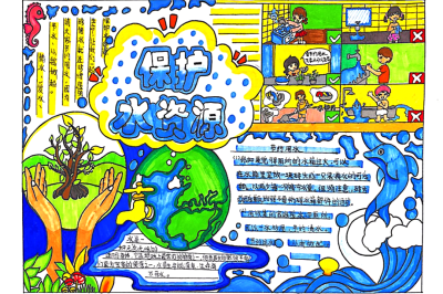 2024年“节约水资源 地球更美好”主题手抄报图片
