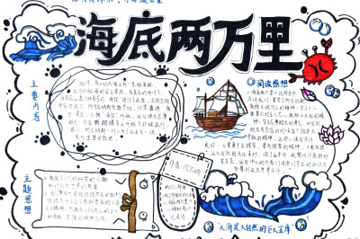 《海底两万里》名著手抄报初一学生作品