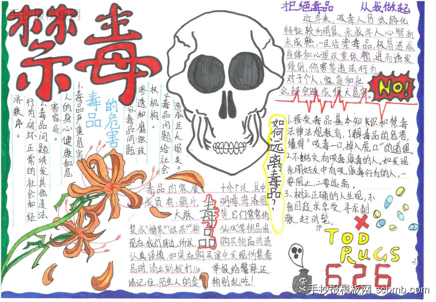 小学生禁毒知识手抄报二等奖作品-第3张