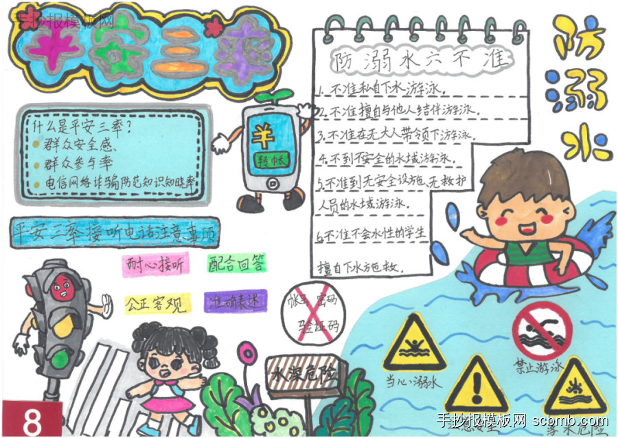 安全伴我行 小学生防溺水手抄报优秀作品-第8张