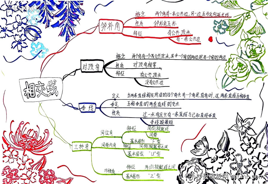 人教版初中数学第5章相交线与平行线手抄报图片-第2张