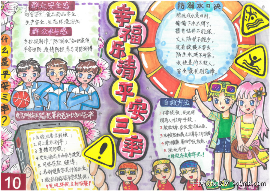 珍爱生命预防溺水 小学生防溺水安全教育手抄报-第2张