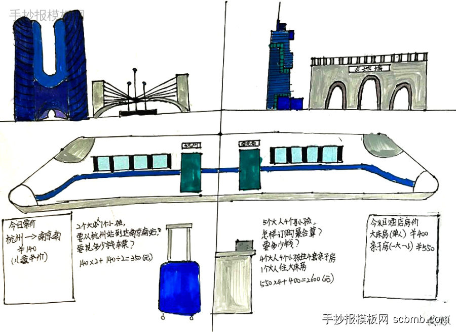 数学陪我看祖国 小学生“旅行中的数学”手抄报作品-第5张