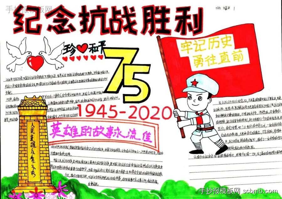 纪念抗日战争胜利77周年手抄报作品一等奖-第6张