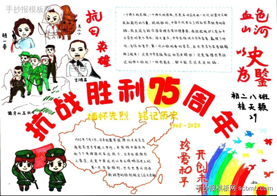 纪念抗日战争胜利77周年手抄报作品一等奖-第8张